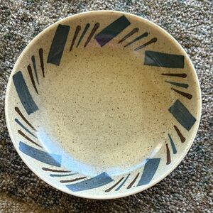 Speckled Ceramic Bowl with Blue and Brown Accents 6 inch diameter